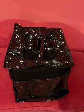 Black Patent Faux-Leather High-Waist Shaping Pants